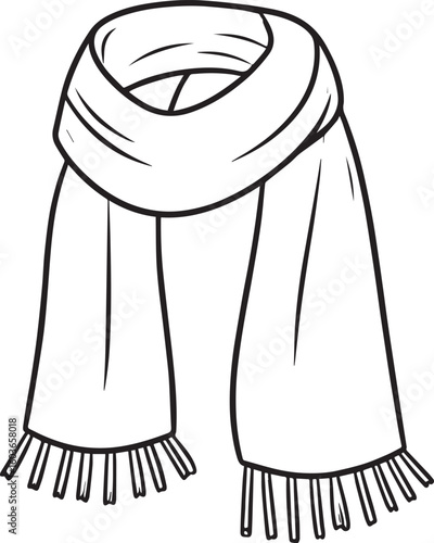 scarf vector illustration, scarf outline vector isolated on white background