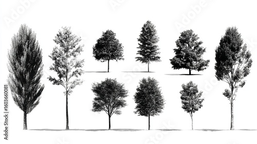 trees vector for architectural render transparent background cutout