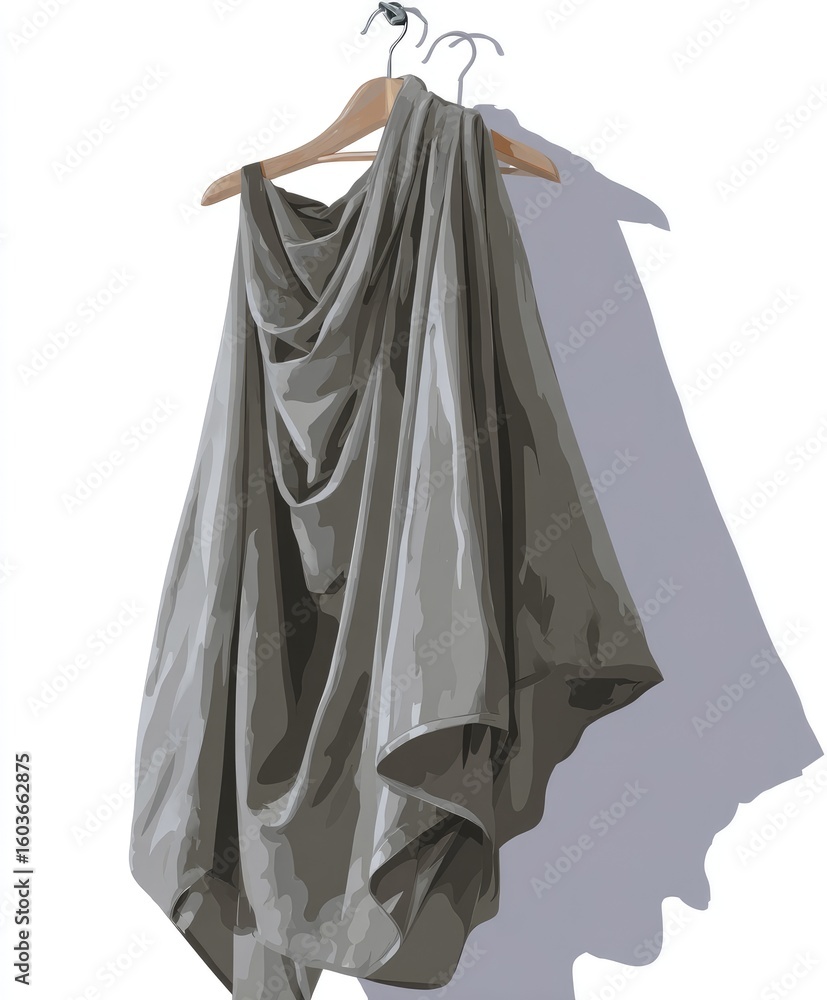 Fototapeta premium Gray draped garment on hanger