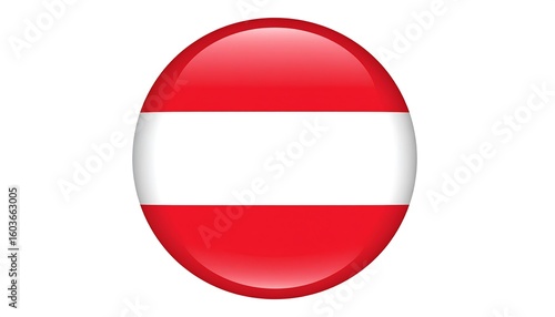 Circular flag button of Austria.  Red, white, red horizontal stripes
