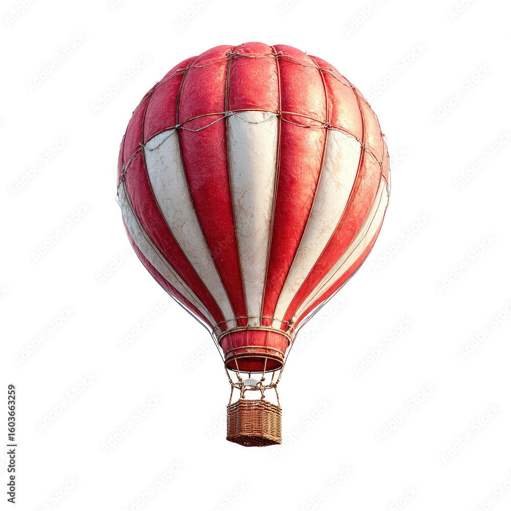 Obraz premium Retro hot air balloon, red and white, vintage design