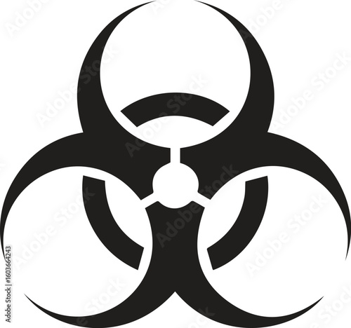 A black and white vector biohazard symbol