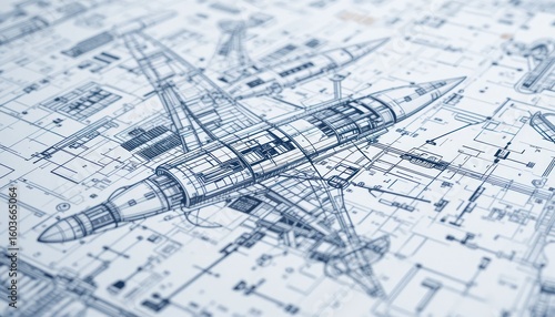 Wallpaper Mural Detailed Blueprint of a Fighter Jet Torontodigital.ca