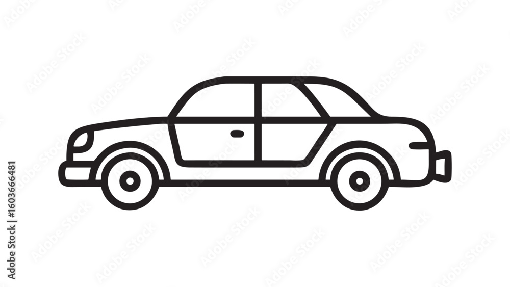 Sleek Sedan Outline Vector Illustration for Automotive Design and Transportation Projects Sleek Sedan Outline Vector Illustration for Automotive Design and Transportation Projects