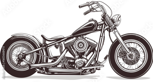 Motorcycle isolated on white background with classic black and red design