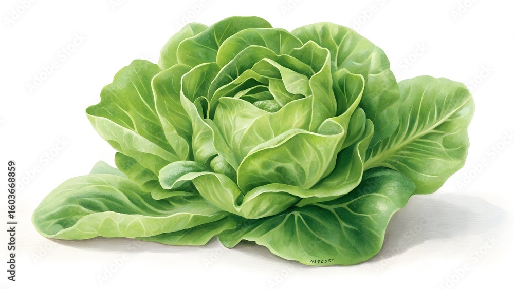 Obraz premium Fresh green cabbage, a healthy raw vegetable, isolated on a white background