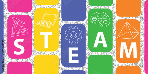 STEAM education logo and icon elements vector design