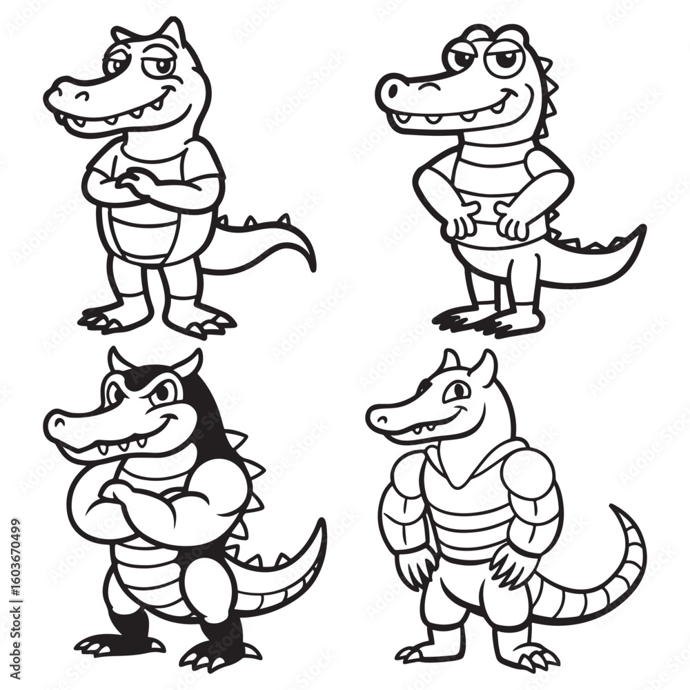 Obraz premium A drawing of a crocodile line art illustration
