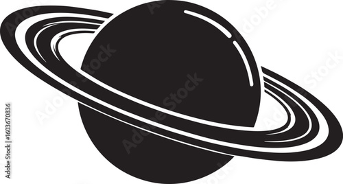 planet saturn with ring silhouette vector, saturn ring icon, planet saturn vector illustrator