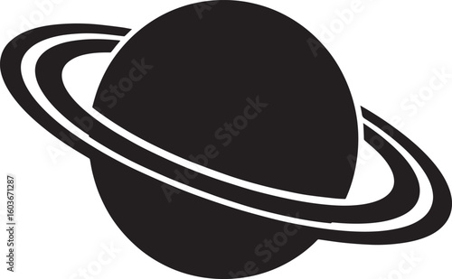planet saturn with ring silhouette vector, saturn ring icon, planet saturn vector illustrator