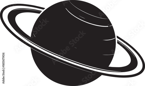 planet saturn with ring silhouette vector, saturn ring icon, planet saturn vector illustrator