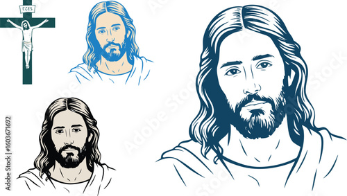 Jesus Christ Illustrations Cross, Portraits, and Line Art Representations of the Savior in Various Artistic Styles