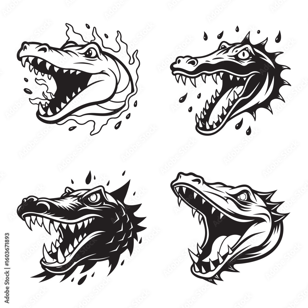 Naklejka premium A drawing of a crocodile line art illustration
