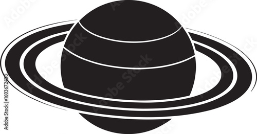 planet saturn with ring silhouette vector, saturn ring icon, planet saturn vector illustrator