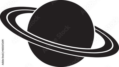 planet saturn with ring silhouette vector, saturn ring icon, planet saturn vector illustrator