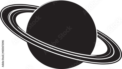 planet saturn with ring silhouette vector, saturn ring icon, planet saturn vector illustrator