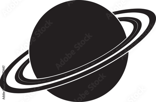 planet saturn with ring silhouette vector, saturn ring icon, planet saturn vector illustrator