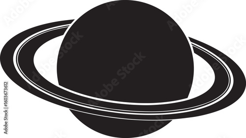 planet saturn with ring silhouette vector, saturn ring icon, planet saturn vector illustrator