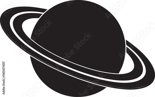 planet saturn with ring silhouette vector, saturn ring icon, planet saturn vector illustrator
