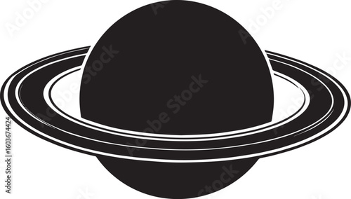 planet saturn with ring silhouette vector, saturn ring icon, planet saturn vector illustrator