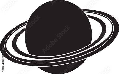 planet saturn with ring silhouette vector, saturn ring icon, planet saturn vector illustrator