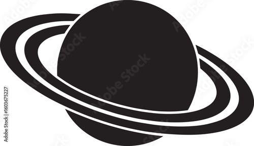 planet saturn with ring silhouette vector, saturn ring icon, planet saturn vector illustrator