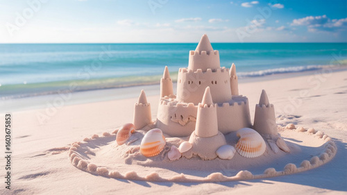 sandcastle on the beach with a heart