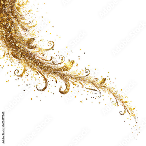 Abstract golden swirling cosmic nebula