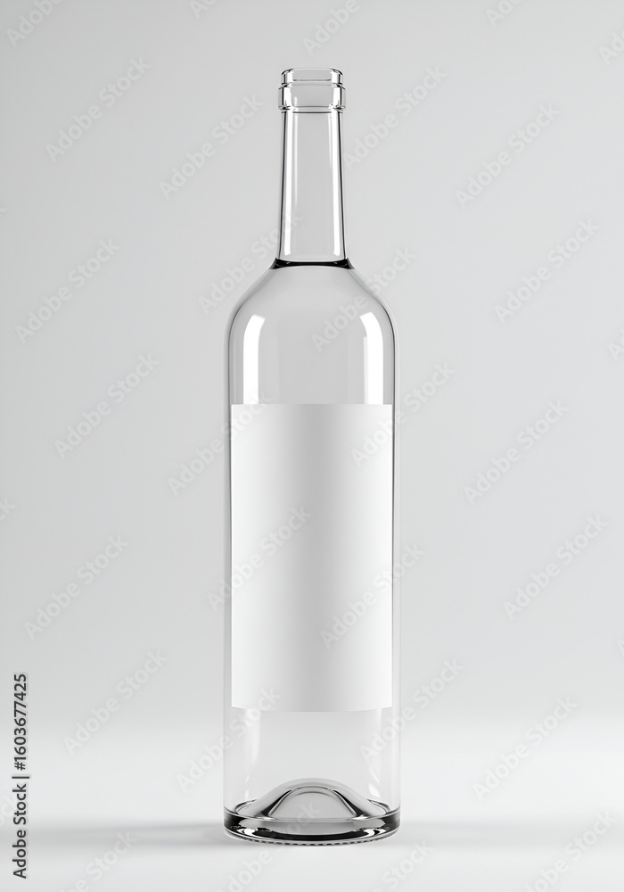 Fototapeta premium Clear glass wine bottle with blank label (4)