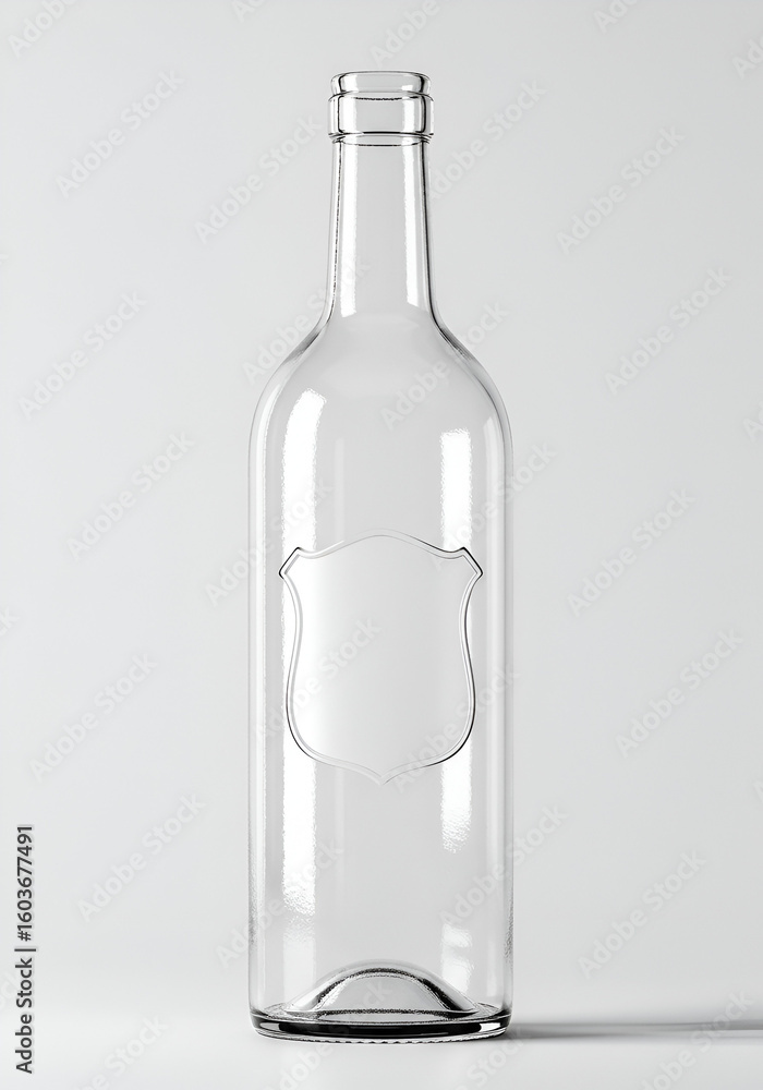 Fototapeta premium Clear glass wine bottle with blank label