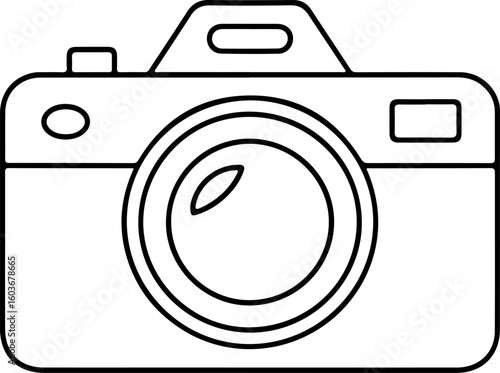 Simple line drawing of a classic camera