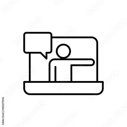 Lecturer Online Lecture Presentation Outline Icon Online Education
