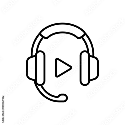 Headphones Listen Video Outline Icon Online Education