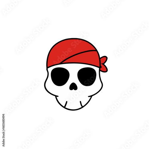 Cartoon skull wearing a red bandana