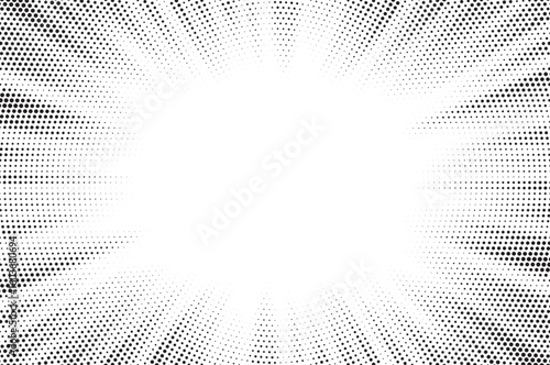 Sun rays Radial halftone background. Greyscale radial abstract comic pattern. Vector explosion abstract lines texture.  Vector illustration.