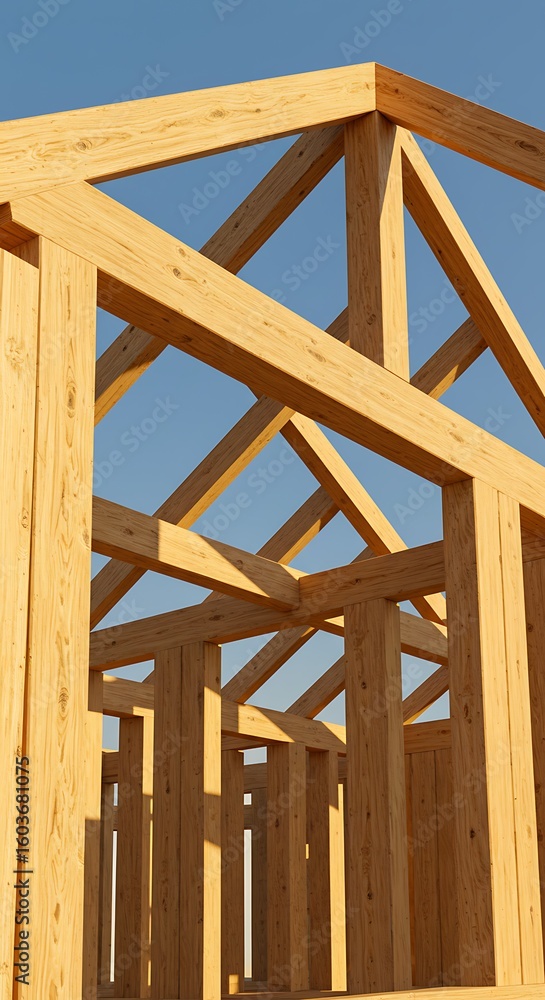 Fototapeta premium 木組みのハーモニー:新たな住処の骨格