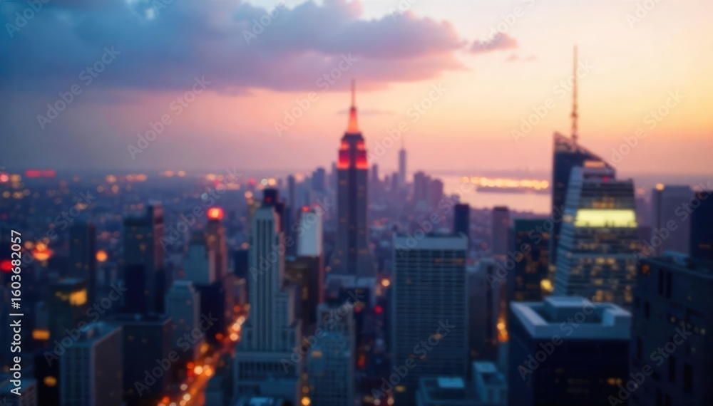 Fototapeta premium Night City Skyline Blurred Lights and Vast Distances, High Vantage Point Photography