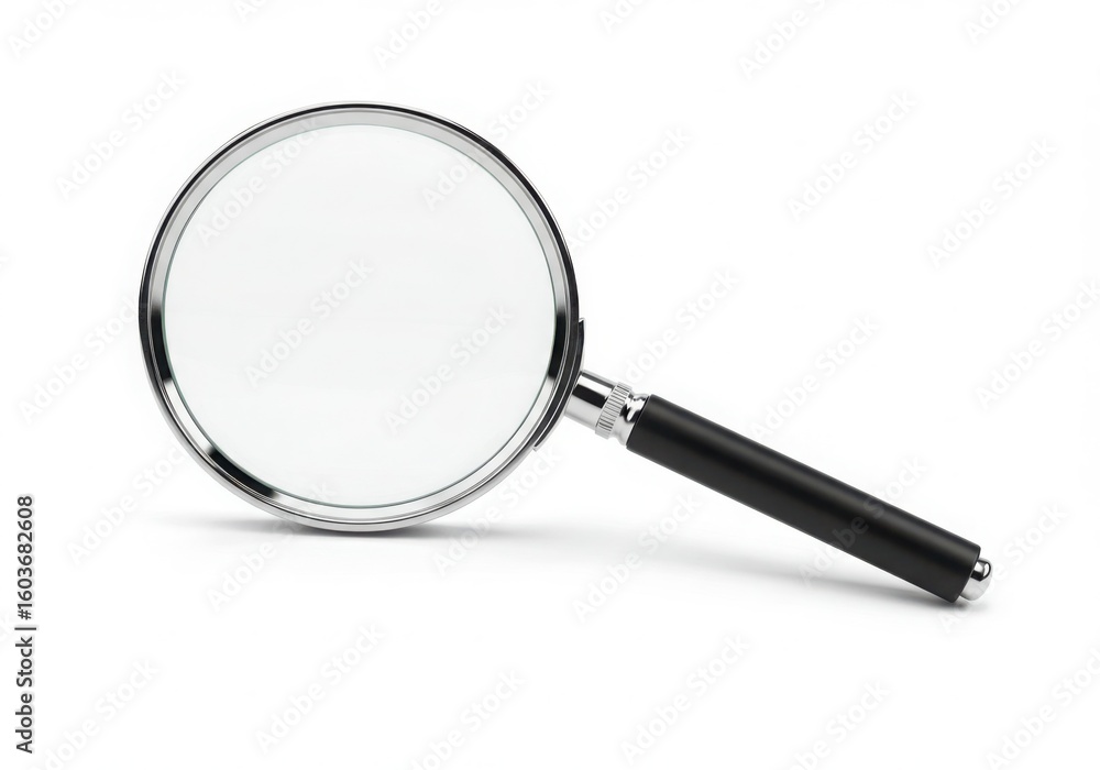 Magnifying glass with black handle on a white background Magnifying glass with black handle on a white background