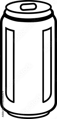 Stylized Soda Can Illustration Outlined in Black and White Featuring Two Vertical Rectangles on the Can's Main Body