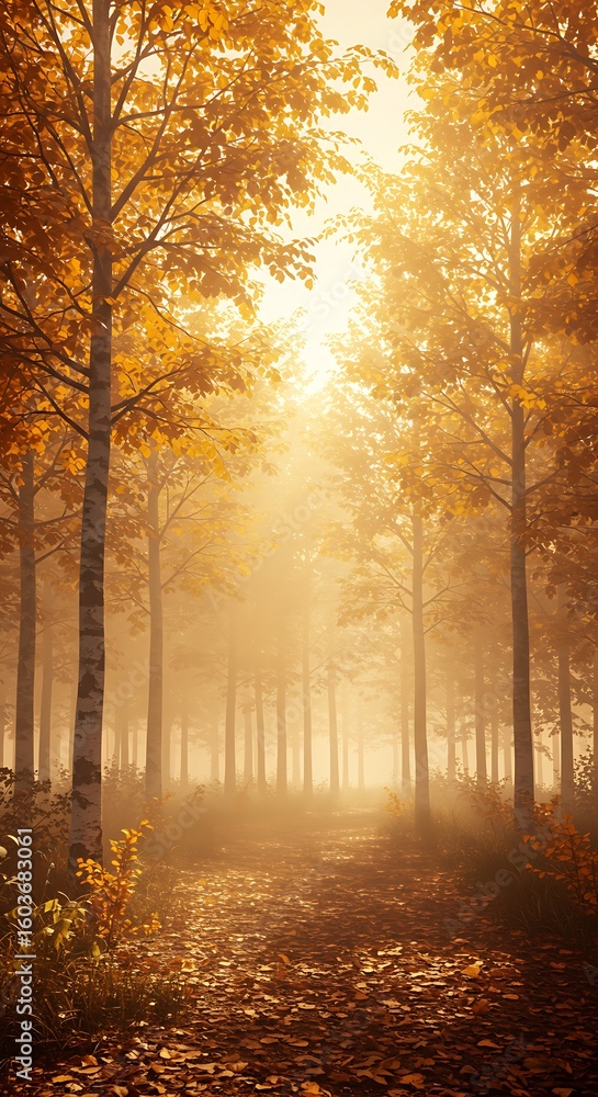 Obraz premium 黄金の霧の道