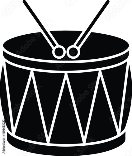 Christmas drum silhouette vector illustration festive percussion instrument