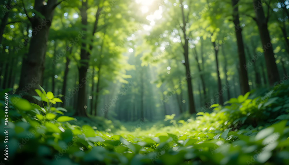 Obraz premium green forest in the morning