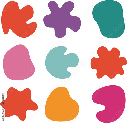 Modern colorful abstract shapes in organic and playful style vector illustration