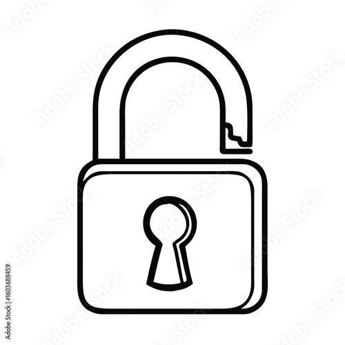 Open Padlock Silhouette With Released Shackle Symbolizing Security and Freedom