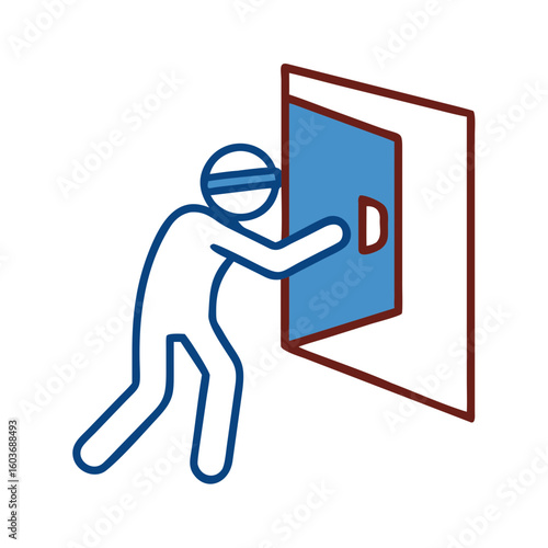 Silhouette of a Person Reaching Into a Digital Doorway Seeking Opportunity