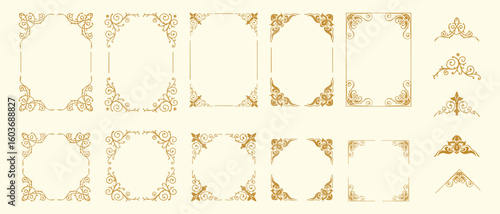 Elegant Vintage Decorative Frame Set – Gold Glitter Decorative Frames for Invitations, Certificates, and Greeting Cards.