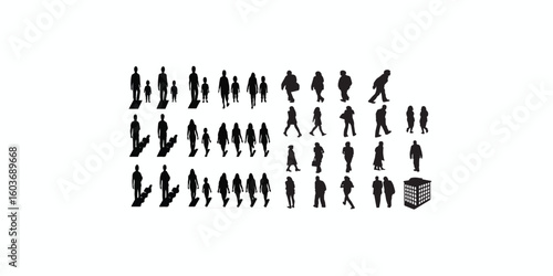 Print  Silhouettes of people for digital model of architecture and urbanism Vector illustration