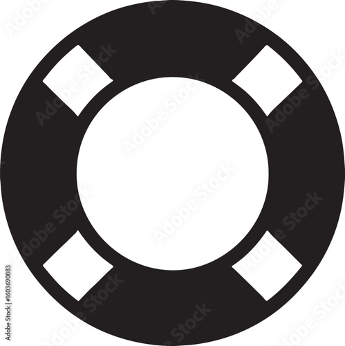 Silhouette vector of a lifebuoy ring used for water rescue, perfect for safety, marine, and nautical-themed designs.