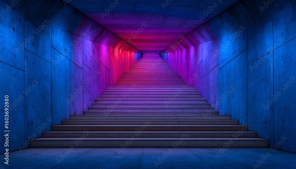 Fototapeta premium Brightly lit staircase in a modern architectural design.