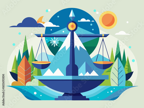 Balancing seasons and nature with mountains and sky